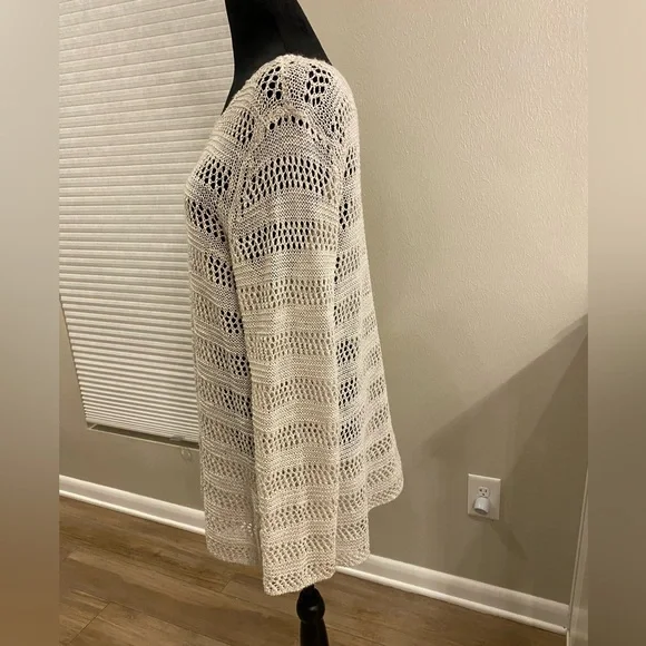 Zozo Crochet Sweater Oatmeal Womens Size Large Scoop Neck - Picture 4 of 10
